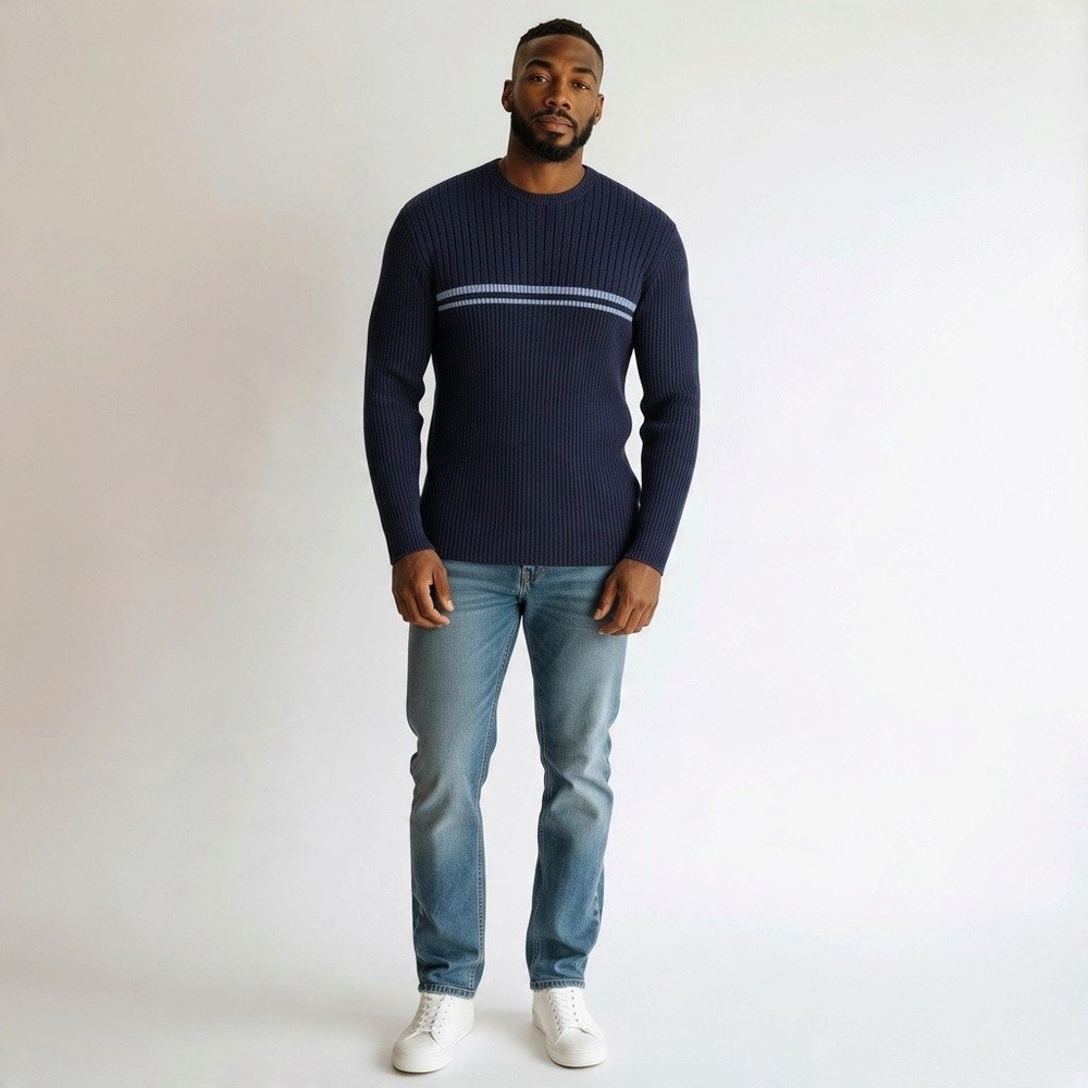 Calvin Klein Jeans Sweater XL Navy Blue Vintage 90s Y2K Ribbed Normcore Grunge - Picture 1 of 11